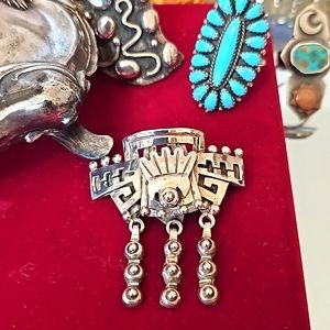 RARE Large Vintage Taxco Modernist Sterling Silver Brooch/Pendent
